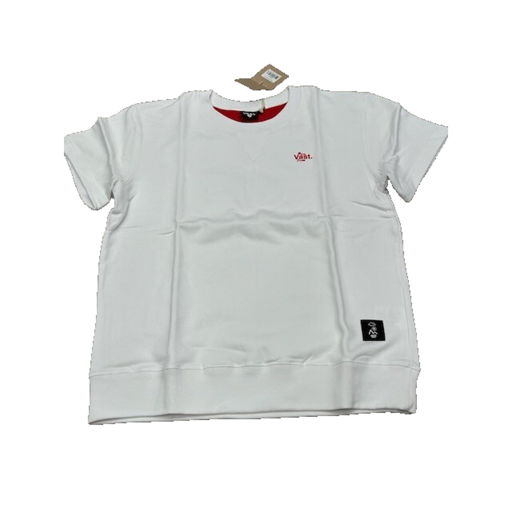 NWT VastLife‎ Mens Short Sleeve Sweater Crew Neck Spell Out Logo White Size XL